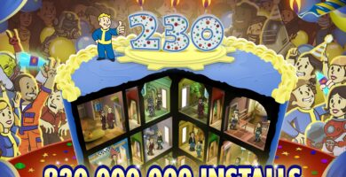 Fallout Shelter 10th anniversary artwork featuring Vault Boy and party decorations