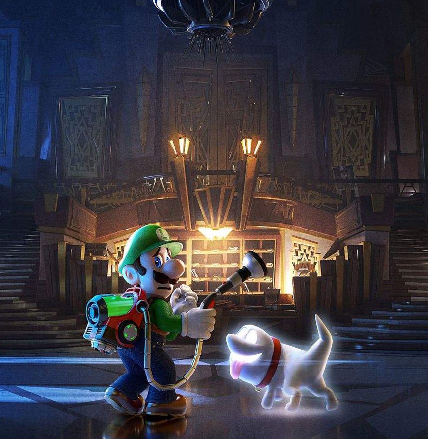 Luigi holding Poltergust in a dark haunted mansion teased for Nintendo Switch 2