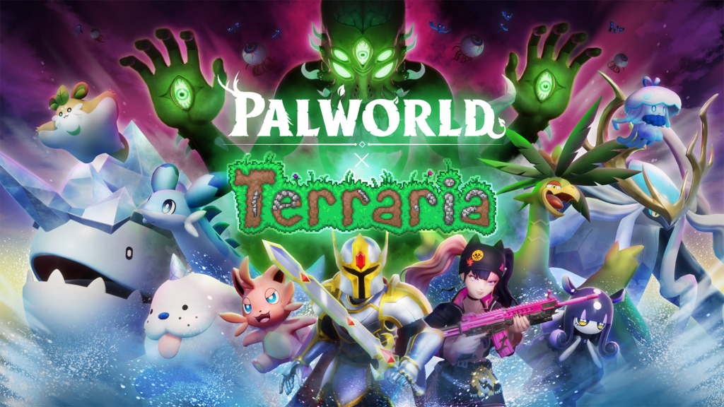Terraria and Palworld crossover teaser art showing new content coming in update 1.4.5