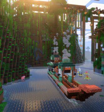Minecraft landscape showcasing new lighting and shadows from Vibrant Visuals update