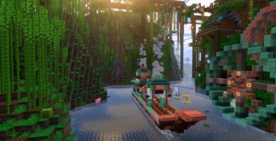 Minecraft landscape showcasing new lighting and shadows from Vibrant Visuals update
