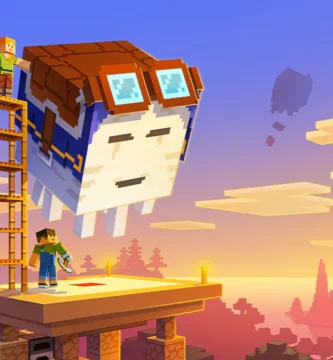 Minecraft Happy Ghast flying with player above clouds in Chase the Skies update