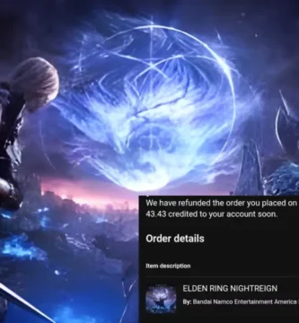 Elden Ring Nightreign promotional artwork with refunds notification overlay
