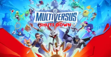 MultiVersus server shutdown notice with fading characters and a clock showing final hours