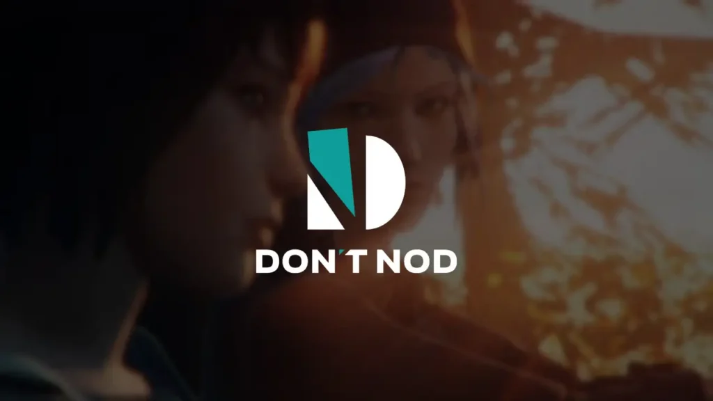 Don’t Nod logo and Life is Strange artwork with somber tones representing staff layoffs