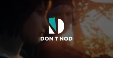 Don’t Nod logo and Life is Strange artwork with somber tones representing staff layoffs