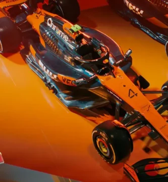 Sonic the Hedgehog alongside McLaren Formula 1 race car in Sega's 2025 racing collaboration