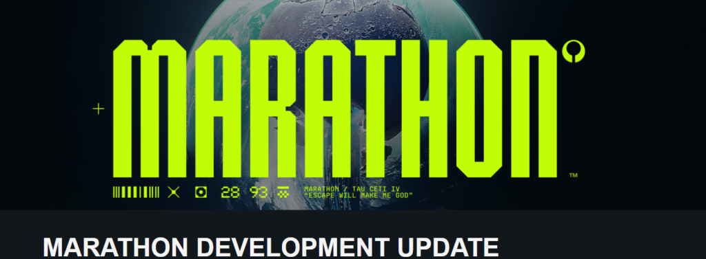 Screenshot of Bungie’s Marathon gameplay teaser with delay announcement overlay