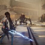 Stellar Blade PC version gameplay showing protagonist Eve in combat