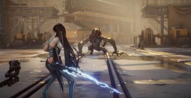Stellar Blade PC version gameplay showing protagonist Eve in combat