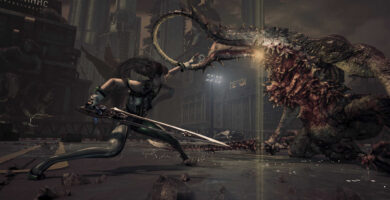 Stellar Blade PC gameplay showcasing Eve in combat