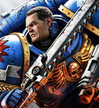 Lieutenant Titus in Warhammer 40,000: Space Marine 2 wielding chainsword against alien enemies