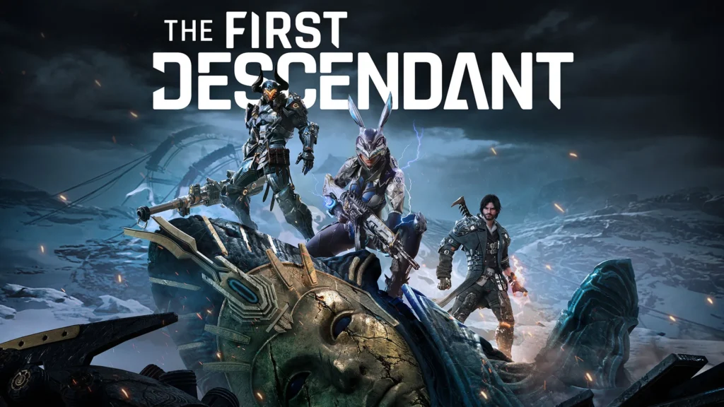 The First Descendant promotional art showing cross-platform gameplay with futuristic characters