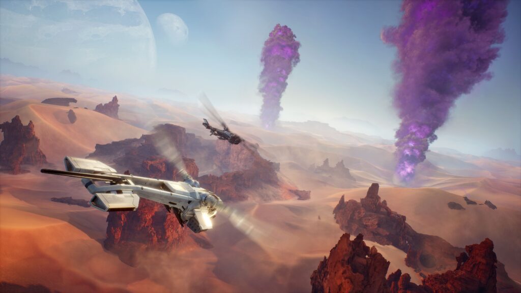 Dune Awakening desert gameplay featuring PvP combat and base building in Arrakis