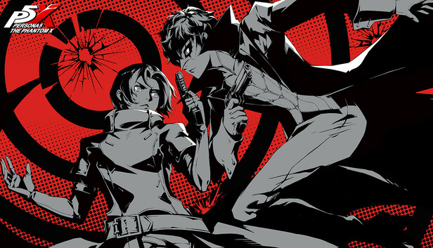 Persona 5: The Phantom X characters celebrating Steam record milestone with vibrant Metaverse-themed background