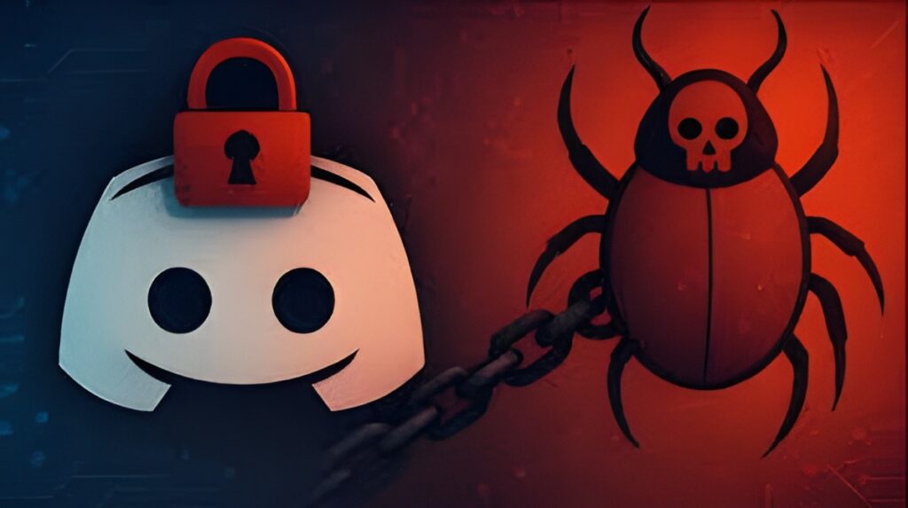 Warning pop-up triggered by a fake Discord server invite scam redirecting to malware.