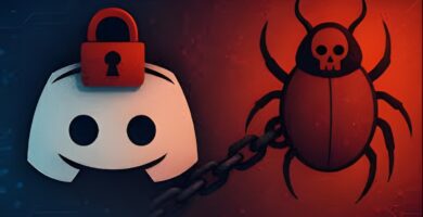 Warning pop-up triggered by a fake Discord server invite scam redirecting to malware.