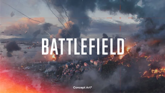 Battlefield 6 teaser artwork with soldiers and futuristic warfare elements during a summer sunset