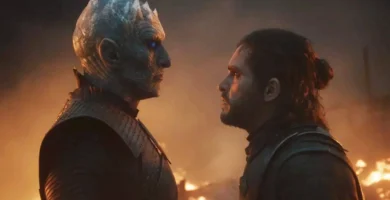 Cinematic trailer still from Game of Thrones: War for Westeros showing Jon Snow battling The Night King.