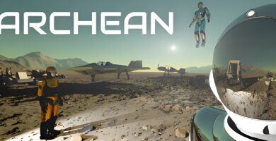 screenshot of Archean Steam space sandbox game showing spaceship building and planetary exploration