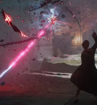 Concept art of Hogwarts Legacy 2 with online multiplayer magic battle scene