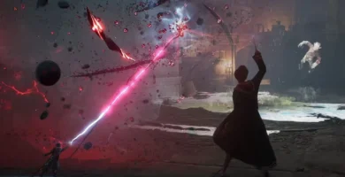 Concept art of Hogwarts Legacy 2 with online multiplayer magic battle scene