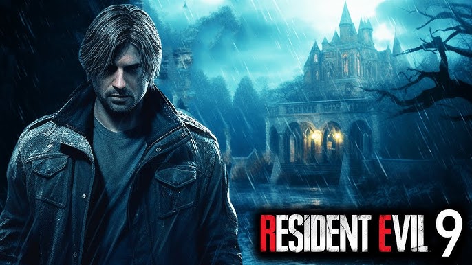 Resident Evil 9 teaser art with horror-themed visuals and character shadows