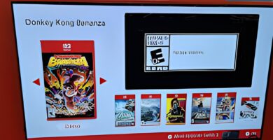 Player testing Donkey Kong Bananza demo at a Nintendo Switch 2 kiosk in Walmart
