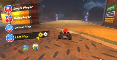 Mario Kart World LAN Play menu screen showing hidden multiplayer activation