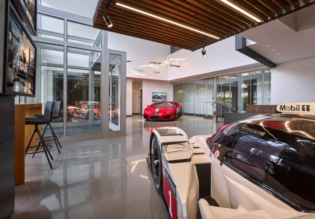 Turn 10 Studios office with Forza Motorsport branding during sunset