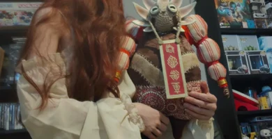 A handmade Esquie plush from Clair Obscur: Expedition 33, showcasing intricate craftsmanship and soft textures.