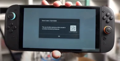 Nintendo Switch 2 console with banned message on screen