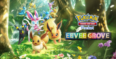 Eevee Grove booster pack teaser featuring Eevee and evolutions in Pokémon TCG Pocket
