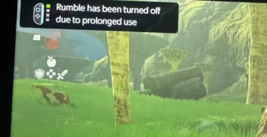 Nintendo Switch 2 screen showing Joy-Con rumble auto-disable alert