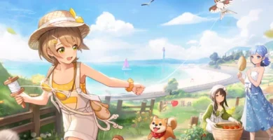 Starsand Island affection system with anime-style NPC characters interacting during a romantic cutscene