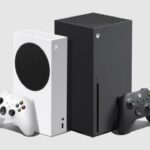 Xbox Series X and S consoles alongside a faded Nintendo 64 and a rising sales chart