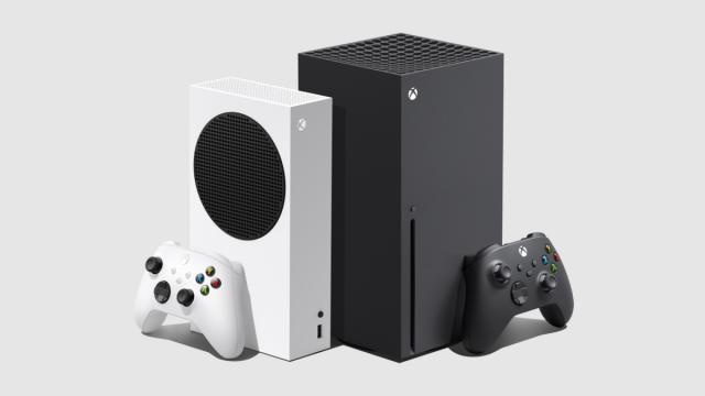 Xbox Series X and S consoles alongside a faded Nintendo 64 and a rising sales chart