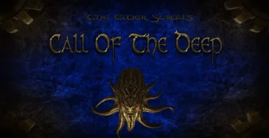 Underwater Dwemer city from Call of the Deep Skyrim mod with glowing ruins and sea creatures