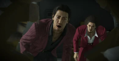 Gameplay screenshot from Yakuza 5 Remastered showing co-op mod Intertwined Fates in action
