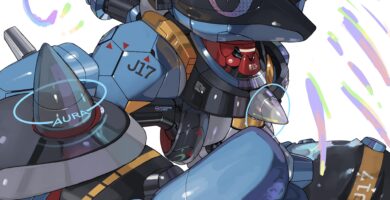 Mechario, a mecha-inspired fan design of Pokémon Lucario featuring metallic armor and helmet-like head