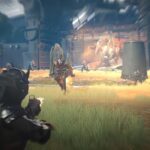 Screenshot from Destiny: Rising mobile game showing action-packed gameplay and heroes