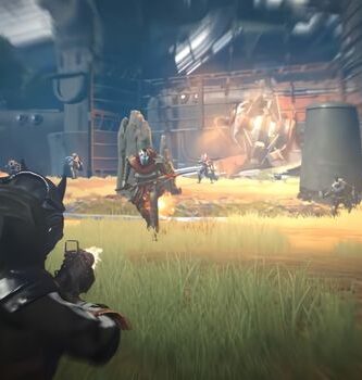 Screenshot from Destiny: Rising mobile game showing action-packed gameplay and heroes