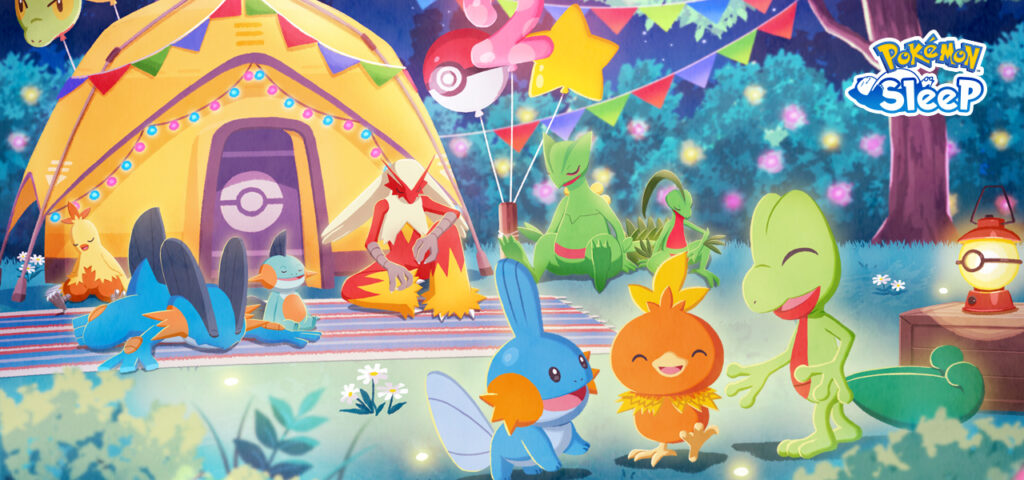 Treecko, Torchic, and Mudkip appear in Pokémon Sleep Second Anniversary artwork