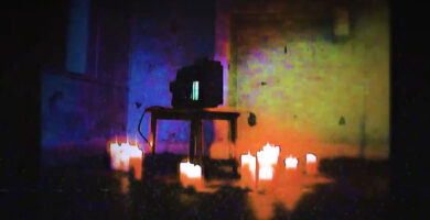 Screenshot of Saber Interactive’s Hellraiser game teaser showing candle-lit device