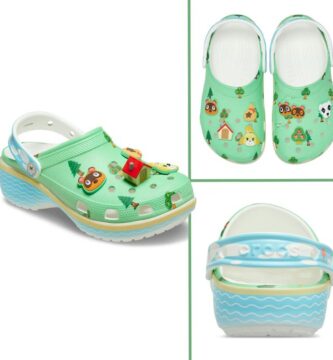 Animal Crossing Crocs featuring Tom Nook, K.K. Slider, and Isabelle with customizable Jibbitz charms