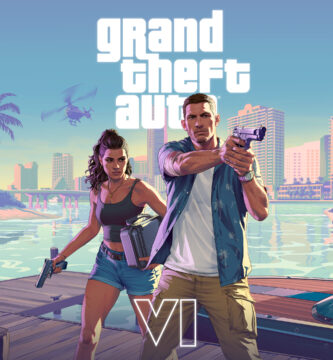 Rockstar Games office with GTA 6 promotional posters in development background