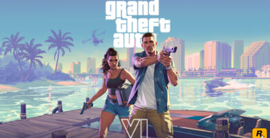 Rockstar Games office with GTA 6 promotional posters in development background