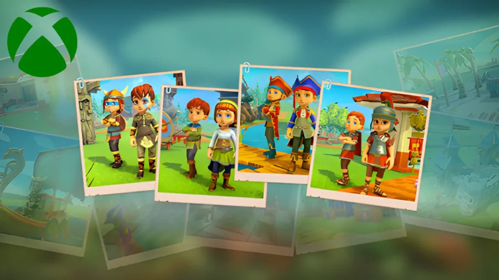 Farm Together 2 screenshot showing two players working together on a colorful Xbox farm.