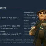 Official Tales of the Shire system requirements chart from Steam