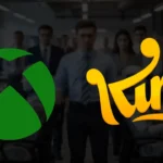 AI robot replacing human Xbox and King developers in a tech office